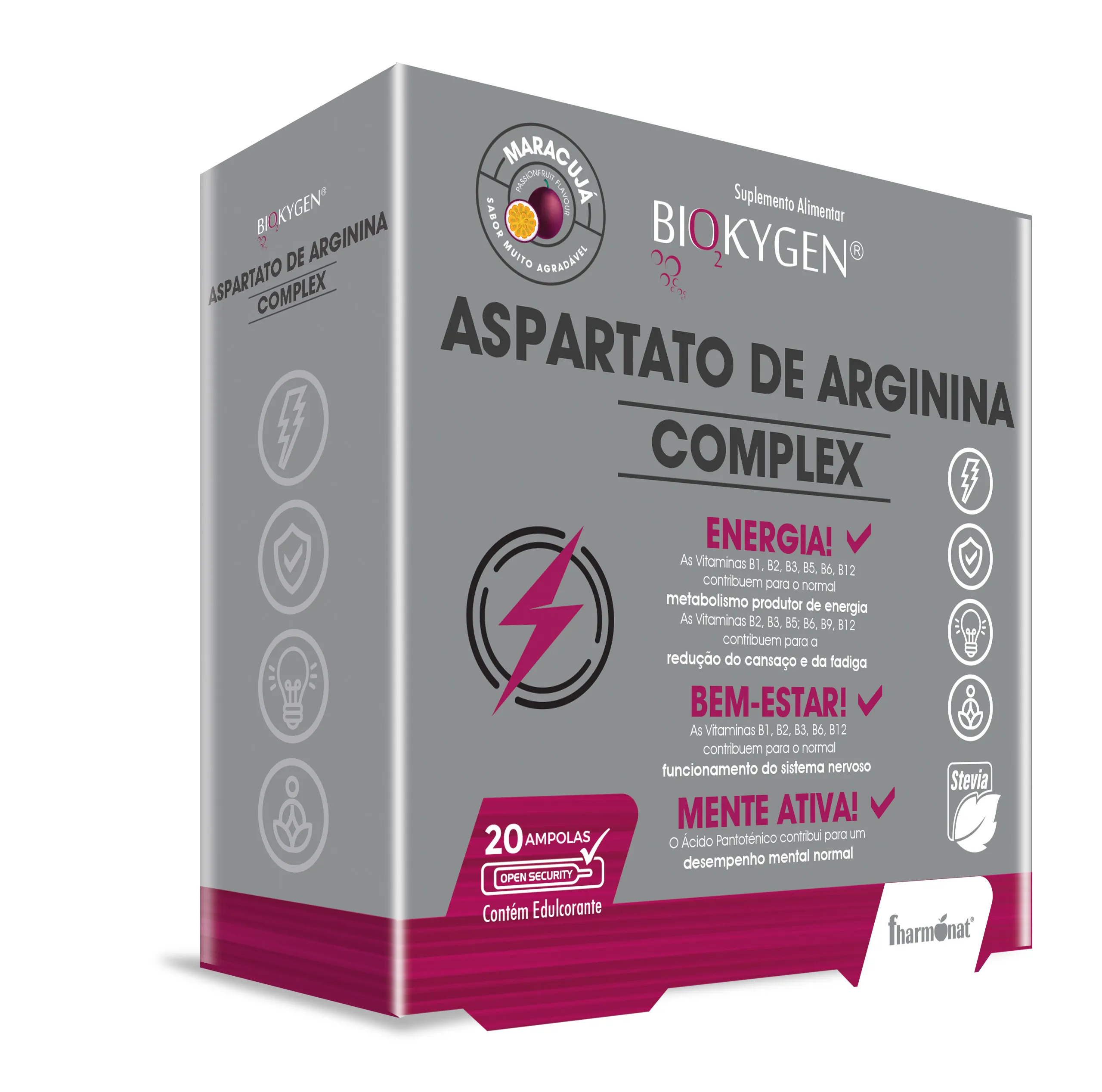 Biokygen Aspartato de Arginina Complex 20 Ampolas - Maracujá