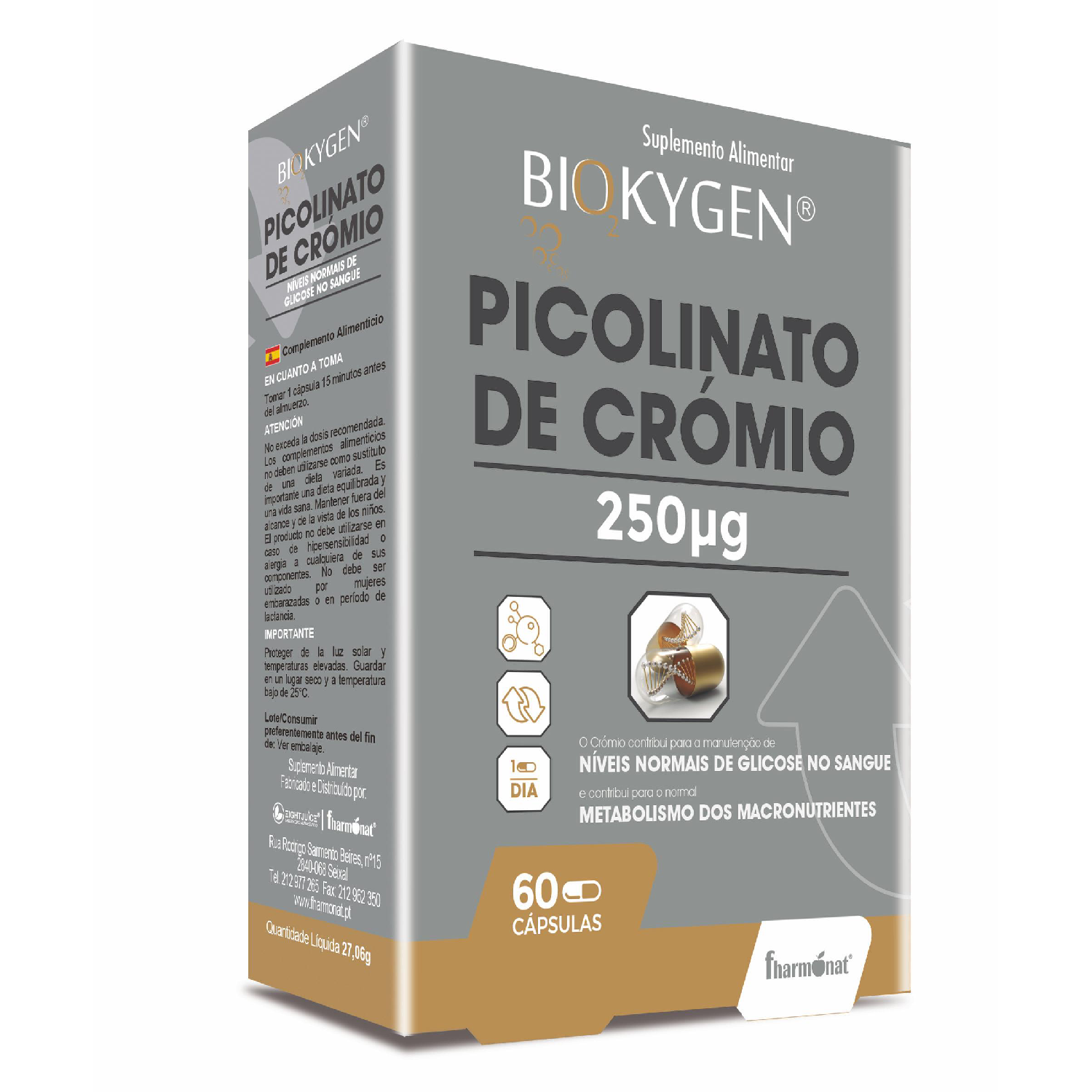 Biokygen Picolinato de Crómio 250mcg 60 Cápsulas