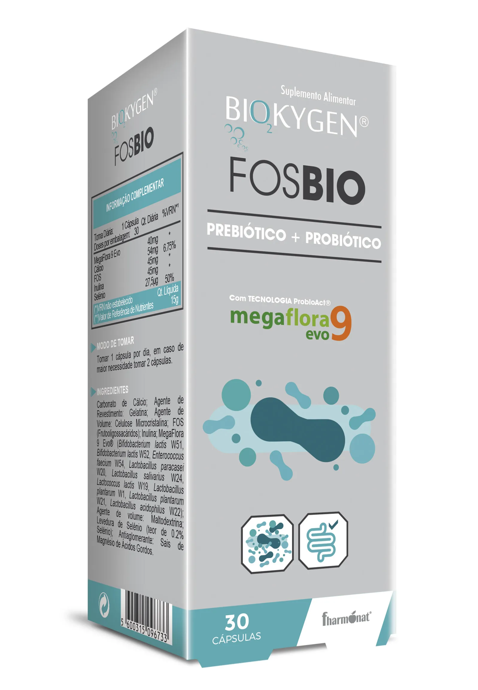 Biokygen Fosbio Prebiótico + Probiótico 30 Cápsulas