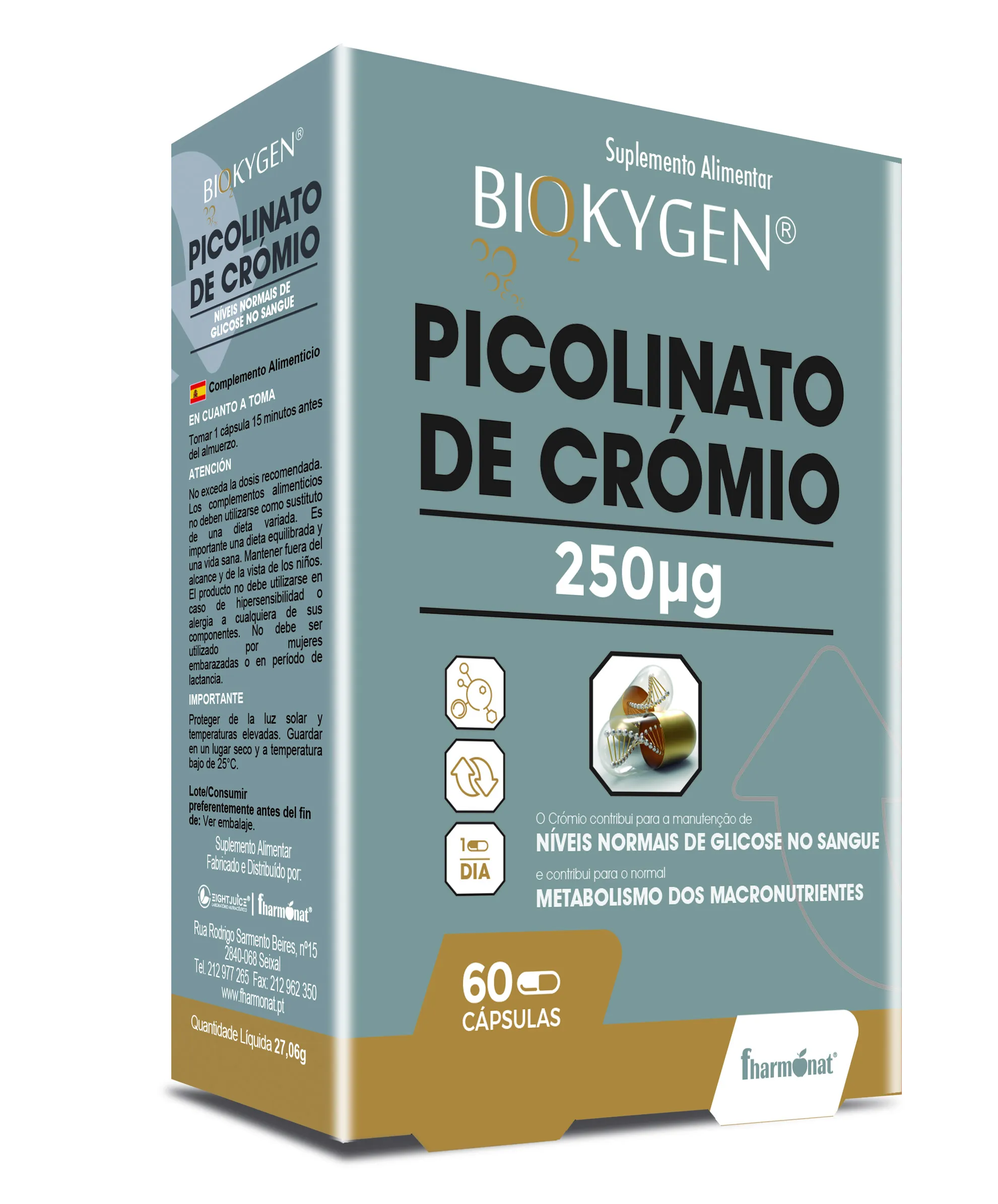 Biokygen Picolinato de Crómio 250µg 60 Cápsulas