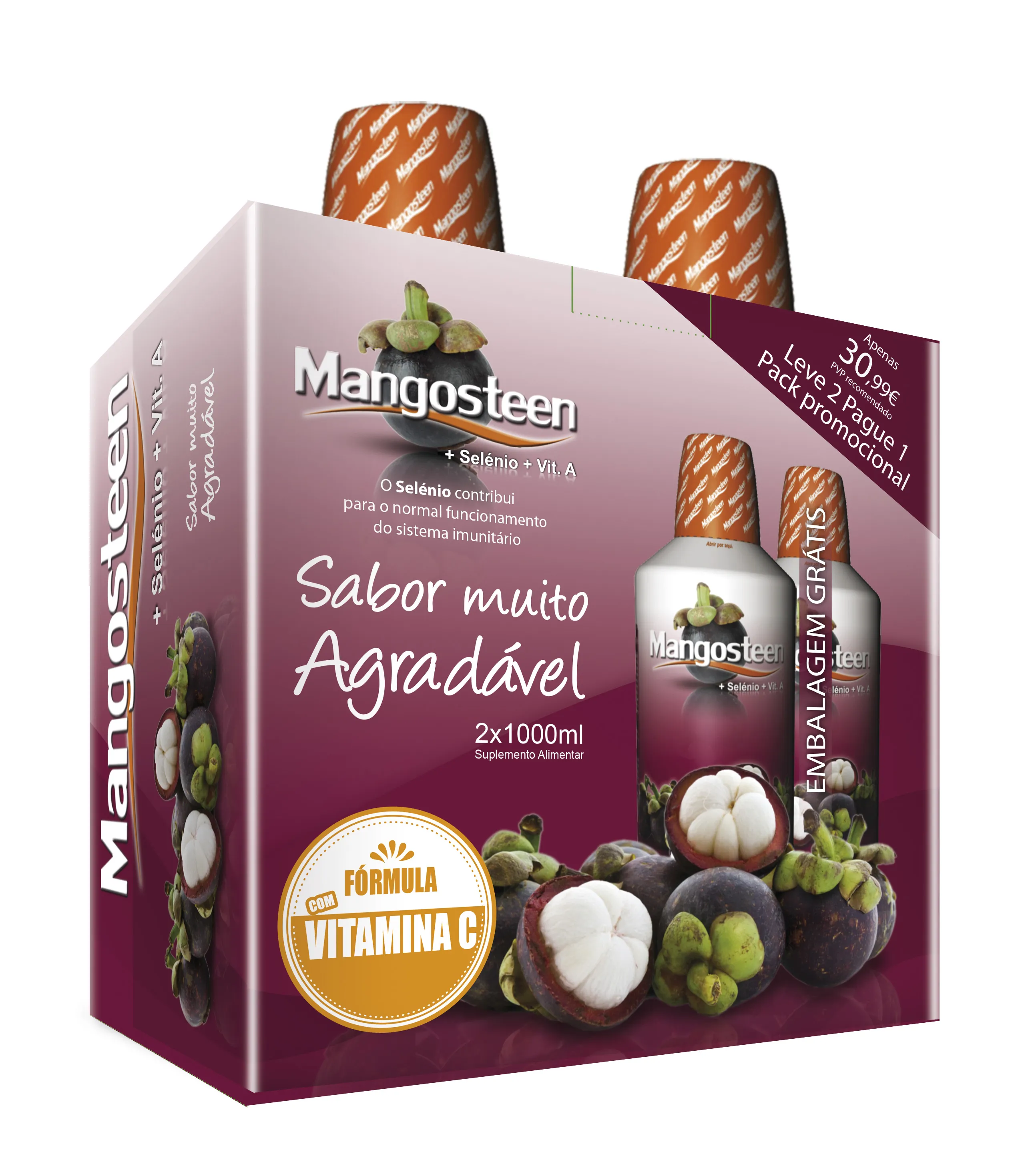 Mangosteen + Selénio + Vitamina A Pack 2x1000ml