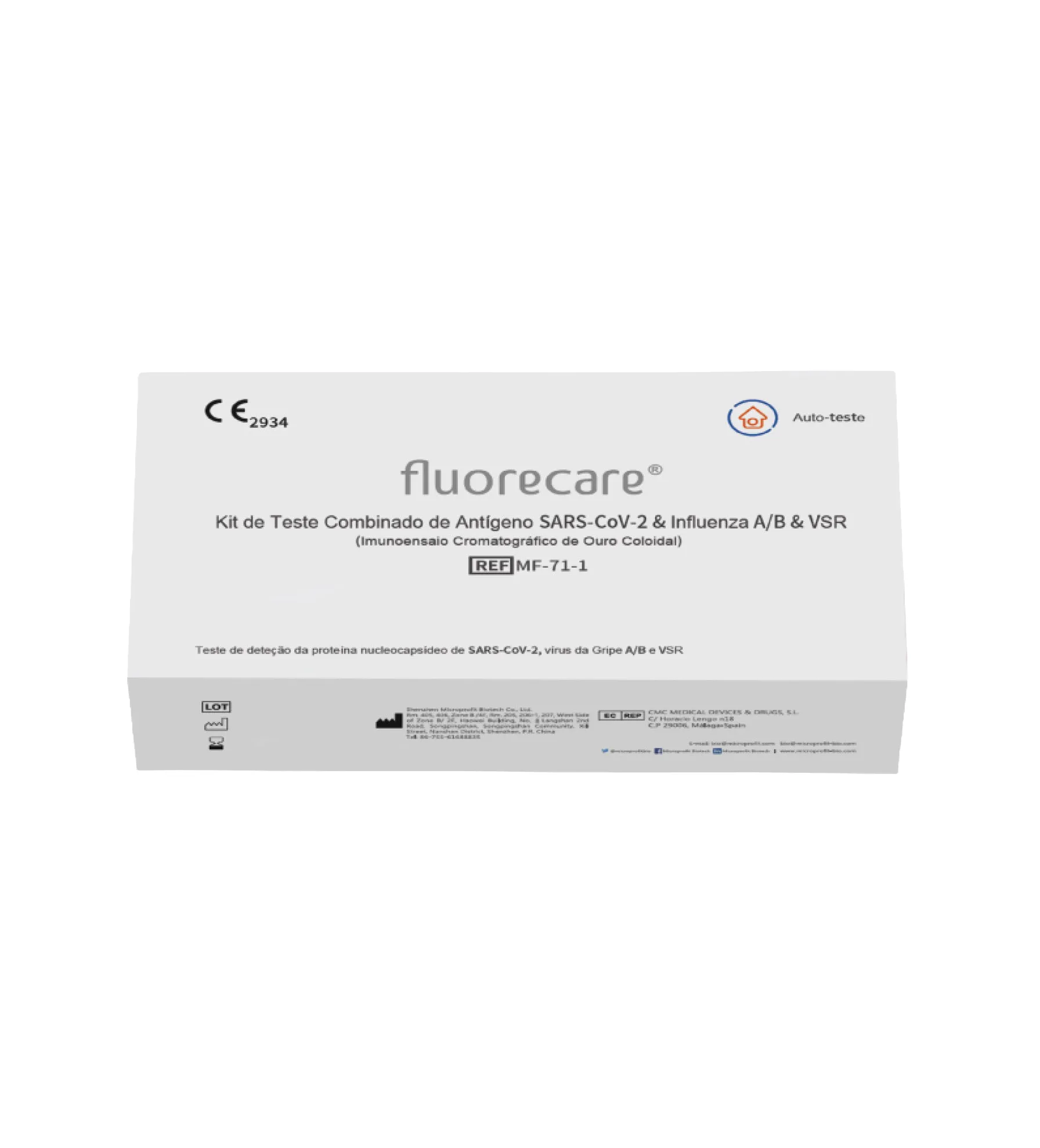 Fluorecare Autoteste Combinado SARS-CoV-2 Gripe A/B e RSV